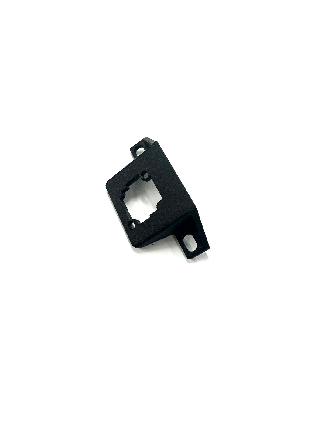 Black powder-coated metal BPF 2024+ Tacoma front camera relocation bracket with a CNC fabricated design for durable, precise mounting and OEM fitment.