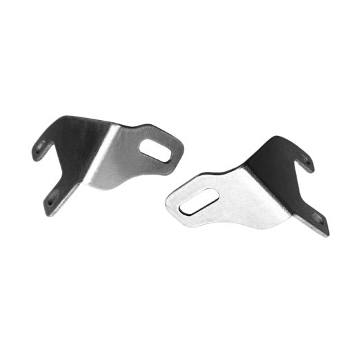 Pair of black and silver metal BPF 80 series Land Cruiser rear light brackets 92-97 designed for OEM fitment and durable vehicle accessory upgrade.